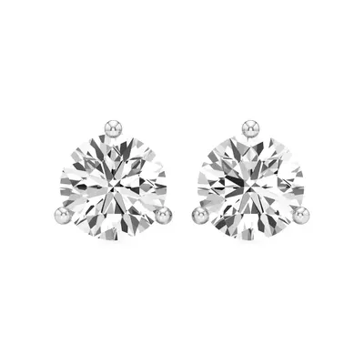 Firn Round Three-Prong Stud Earrings, 0.5 ct