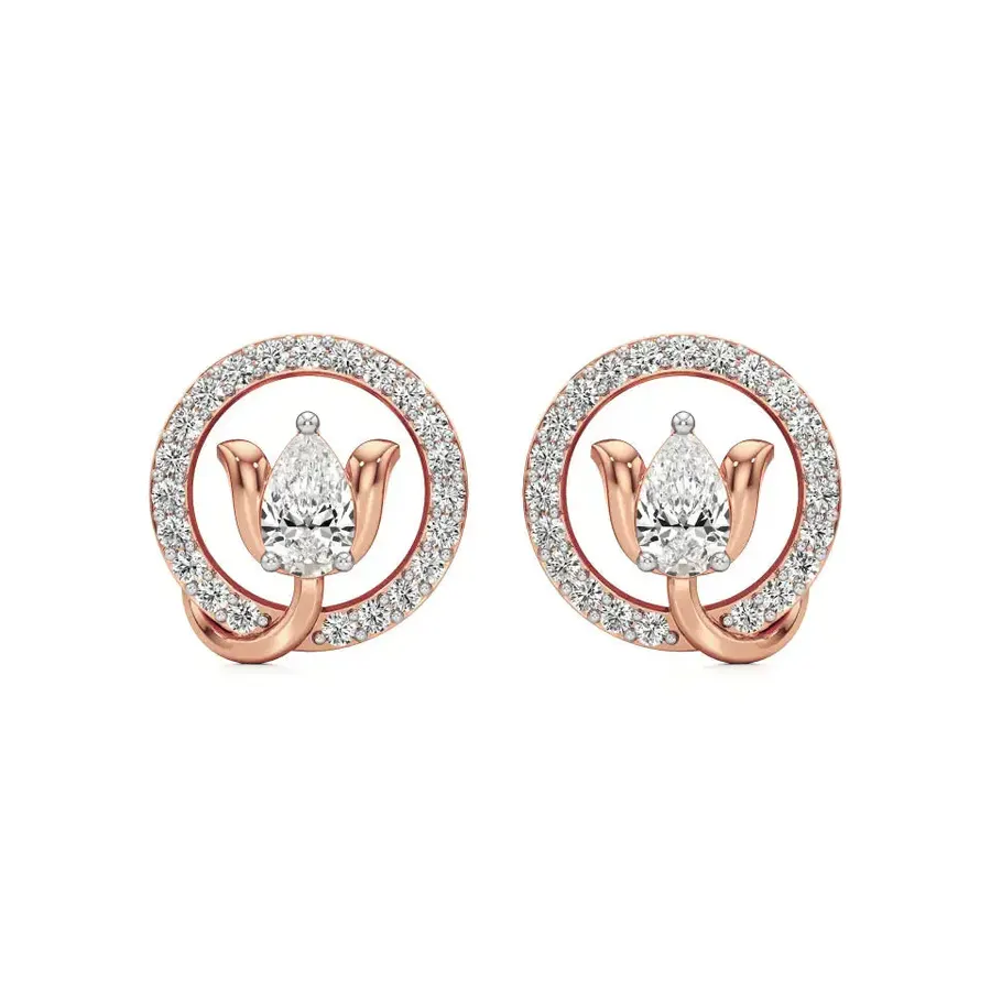 Firn Round Cluster Stud Earrings, 1 ct