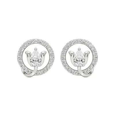 Firn Round Cluster Stud Earrings, 1 ct