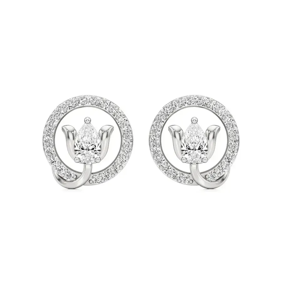 Firn Round Cluster Stud Earrings, 1 ct