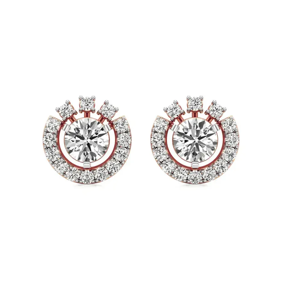 Rime Round Cluster Halo Earrings, 1.3 ct