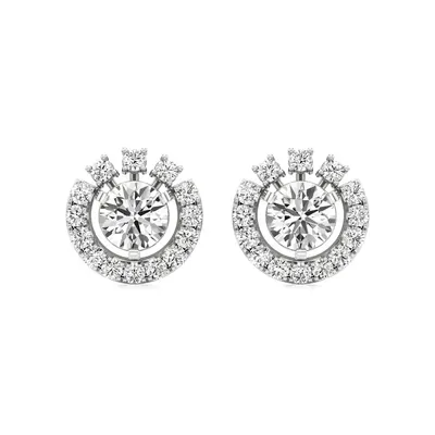 Rime Round Cluster Halo Earrings, 1.3 ct