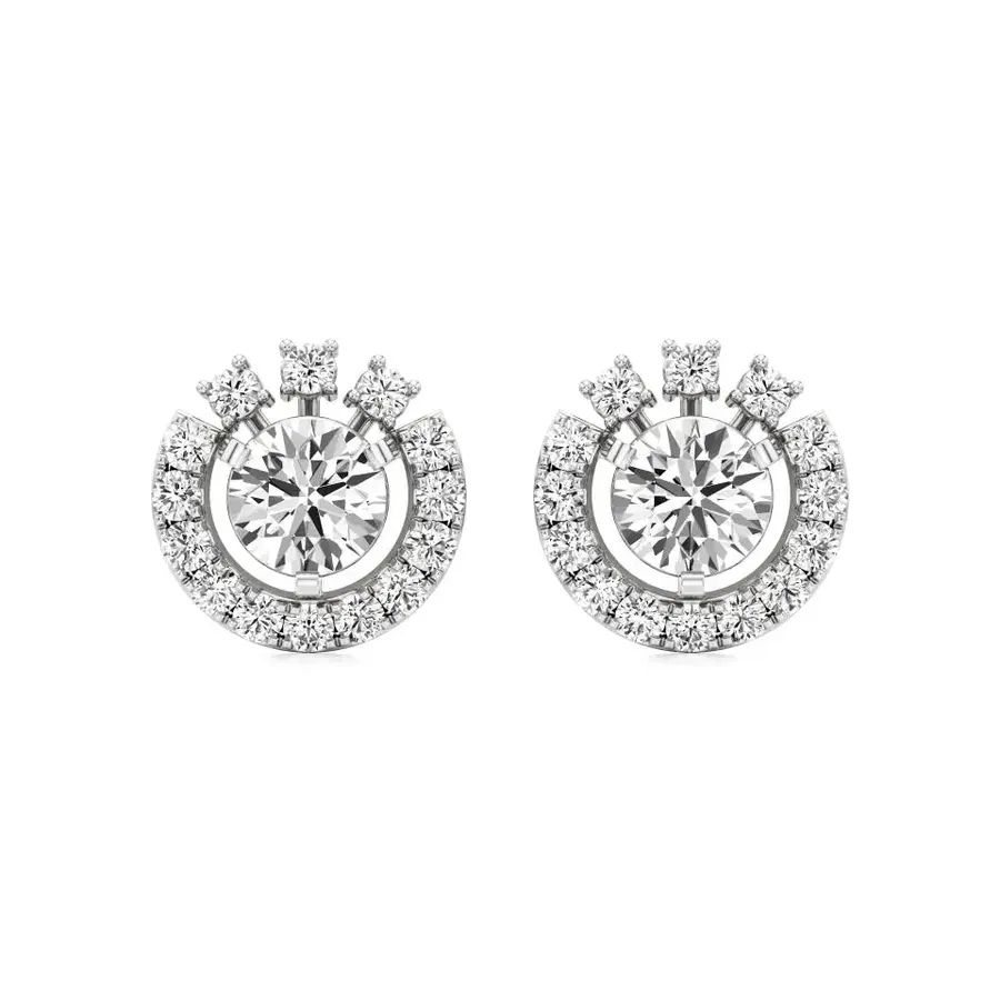 Rime Round Cluster Halo Earrings, 1.3 ct