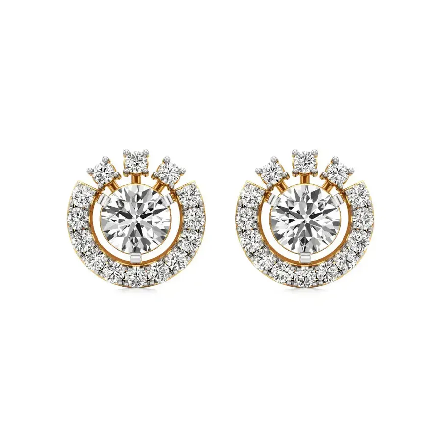 Rime Round Cluster Halo Earrings, 1.3 ct
