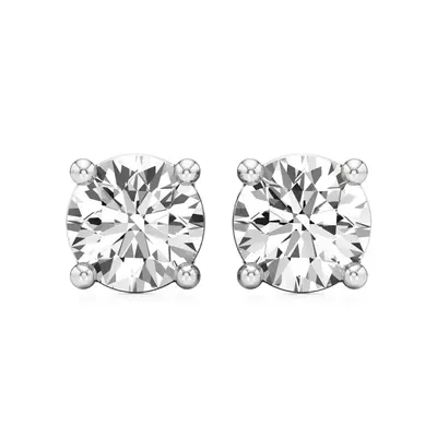 Firn Round Four-Prong Stud Earrings, 0.5 ct