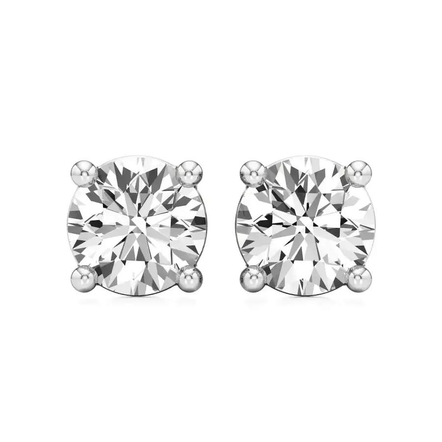 Firn Round Four-Prong Stud Earrings, 0.5 ct