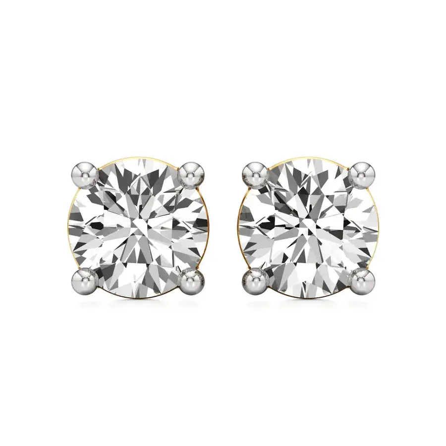 Firn Round Four-Prong Stud Earrings, 0.5 ct