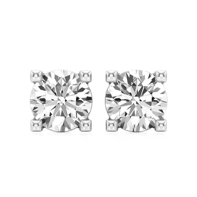 Firn Round Four-Prong Stud Earrings, 0.5 ct