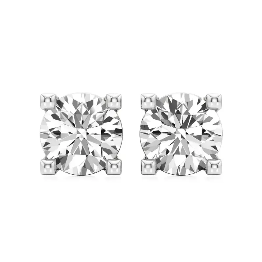 Firn Round Four-Prong Stud Earrings, 0.5 ct
