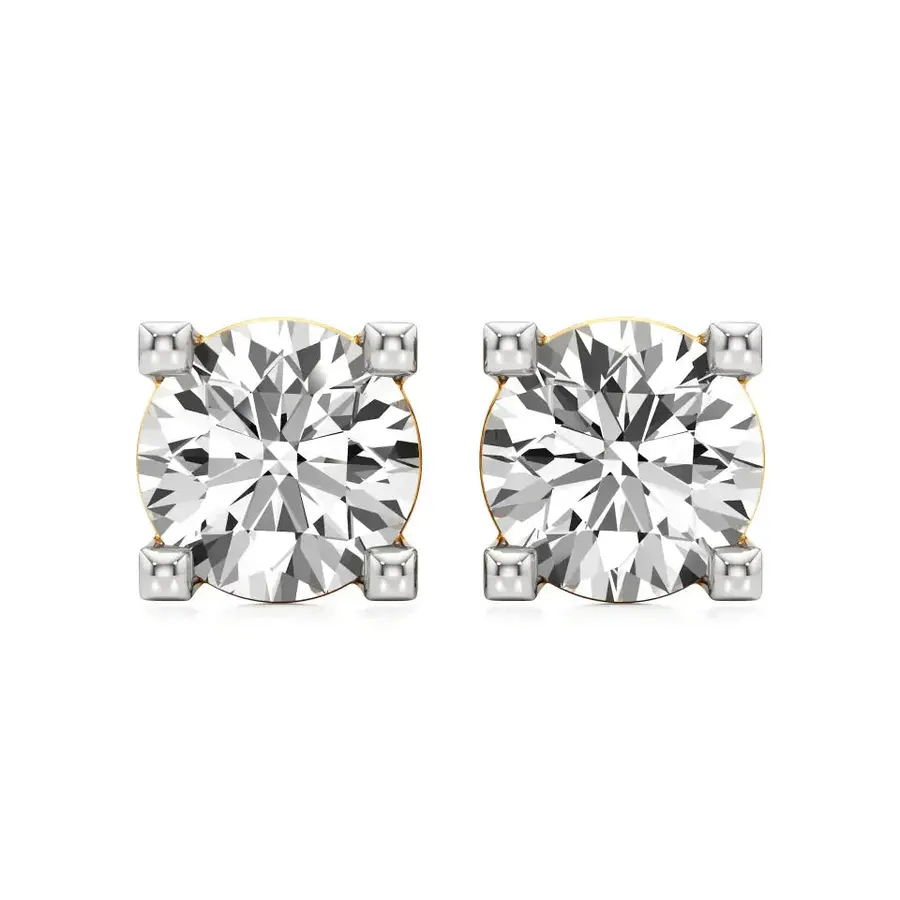 Firn Round Four-Prong Stud Earrings, 0.5 ct