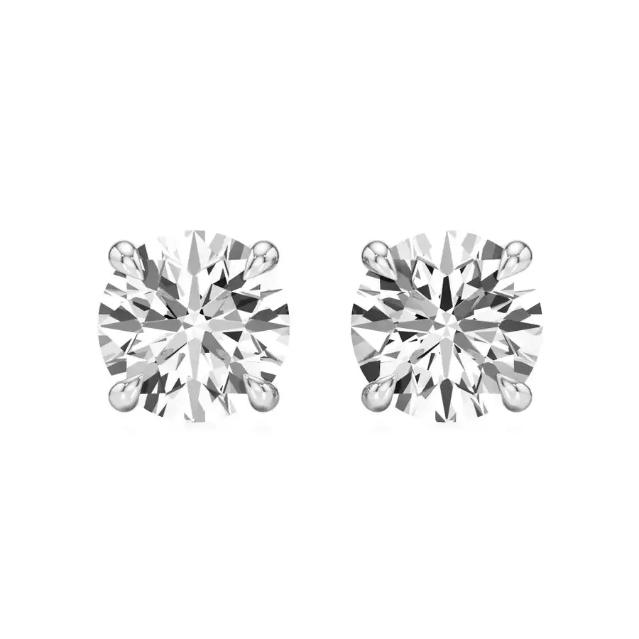 Firn Round Four-Prong Stud Earrings, 0.5 ct