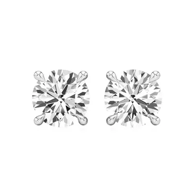 Firn Round Four-Prong Stud Earrings, 0.5 ct