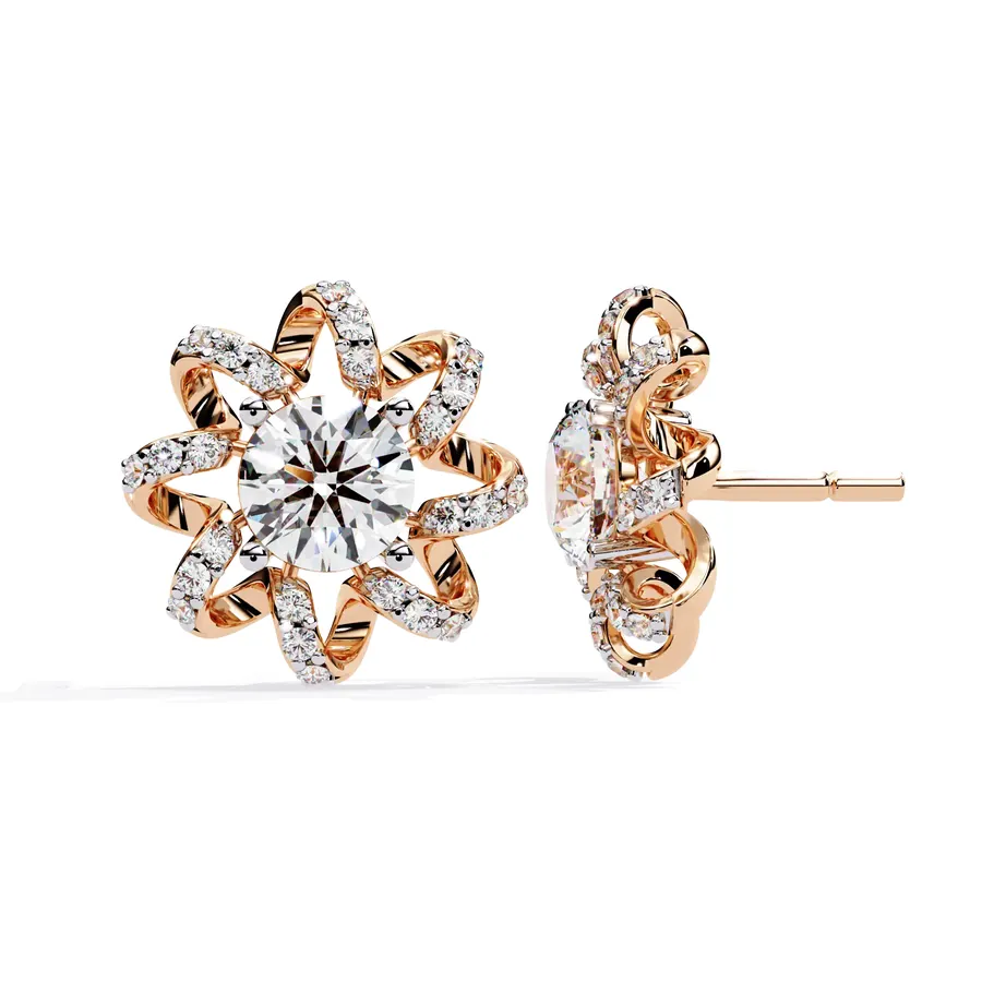 Firn Round Starburst Stud Earrings