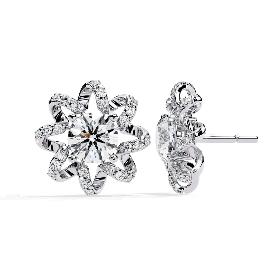 Firn Round Starburst Stud Earrings