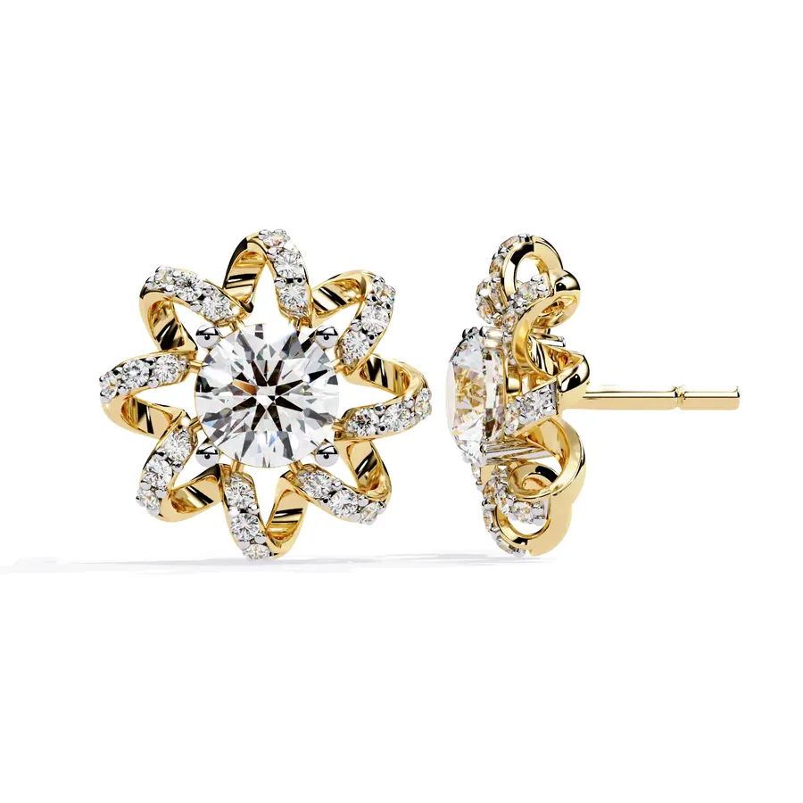 Firn Round Starburst Stud Earrings