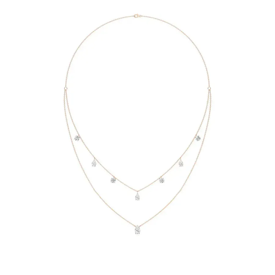 Firn Round Halo Necklace, 2.4 ct