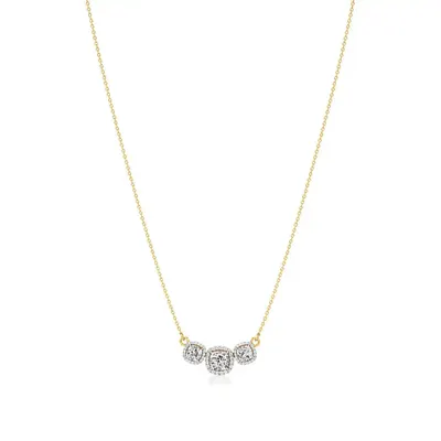 Rime Cushion Cluster Halo Necklace, 2.28 ct