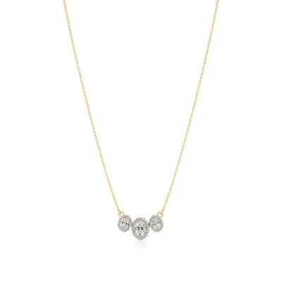 Rime Oval Cluster Halo Necklace, 2.3 ct
