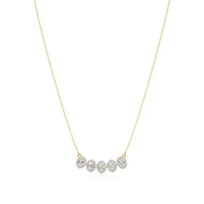 Rime Oval Cluster Halo Necklace, 2.9 ct