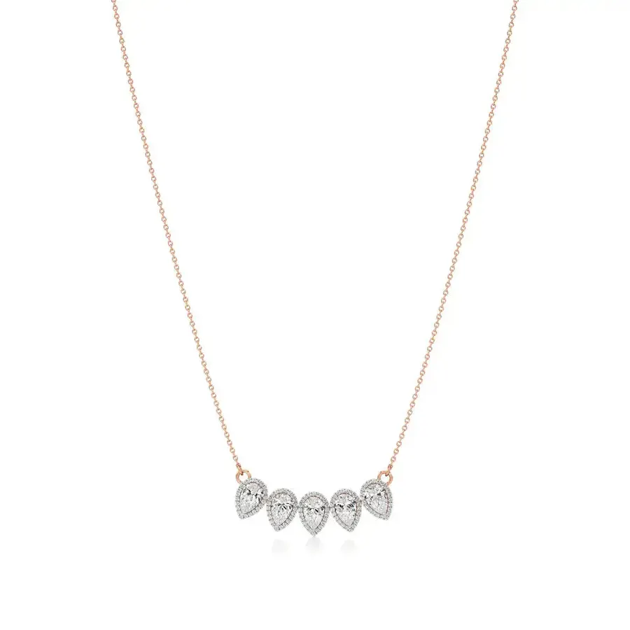 Rime Pear Halo Necklace