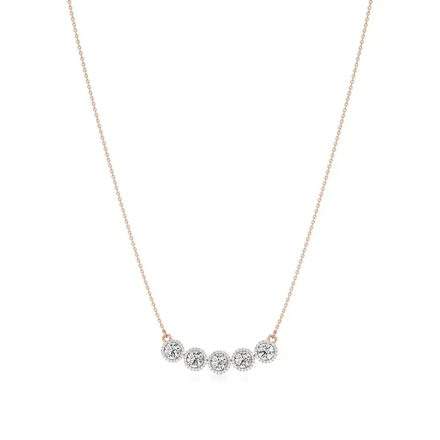 Rime Round Cluster Halo Necklace, 2.9 ct
