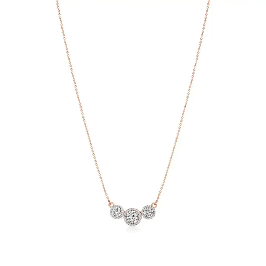 Rime Round Cluster Halo Necklace, 2.28 ct
