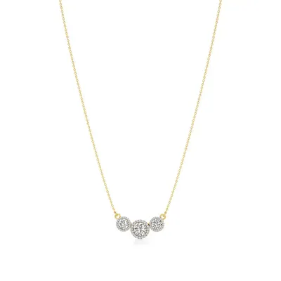 Rime Round Cluster Halo Necklace, 2.28 ct