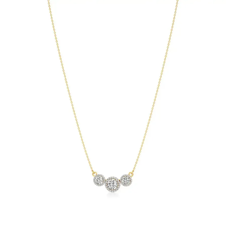 Rime Round Cluster Halo Necklace, 2.28 ct