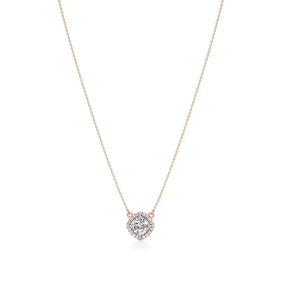 Rime Cushion Solitaire Necklace
