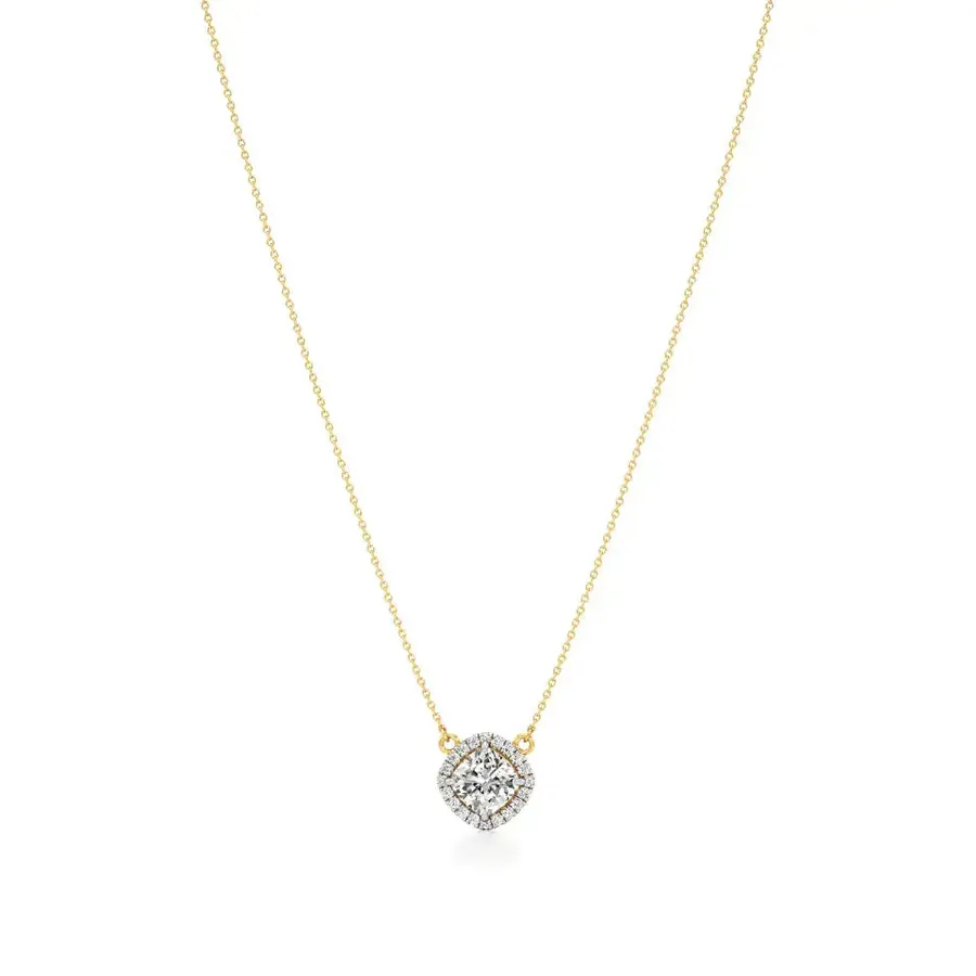 Rime Cushion Solitaire Necklace