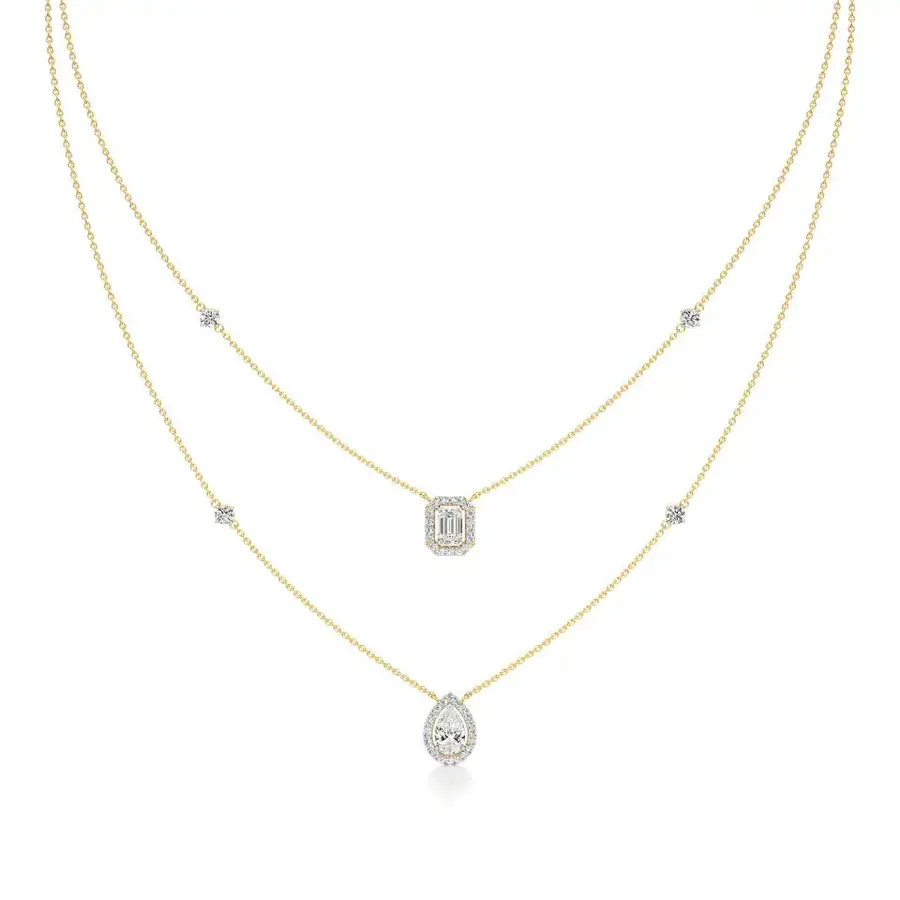 Rime Emerald Halo Necklace