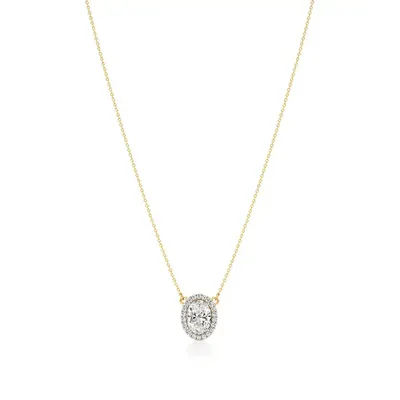 Rime Oval Cluster Halo Necklace, 3.39 ct