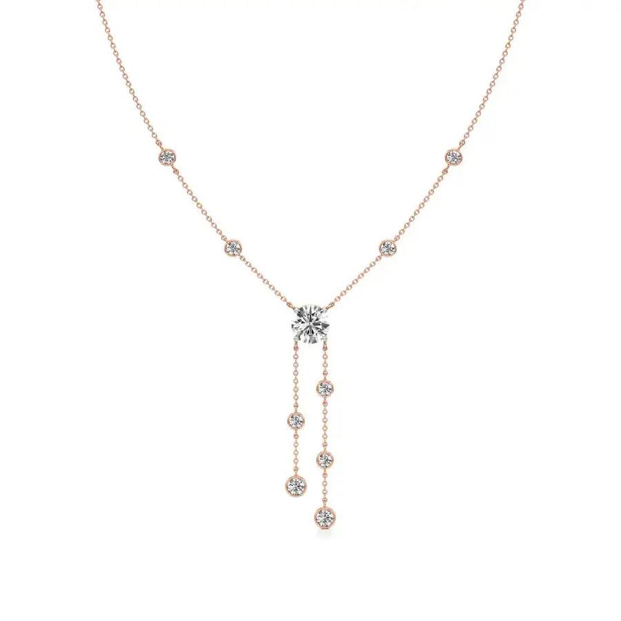 Firn Round Halo Necklace, 3.35 ct
