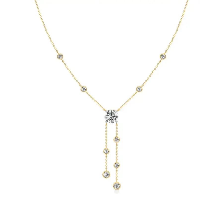 Firn Round Halo Necklace, 3.35 ct