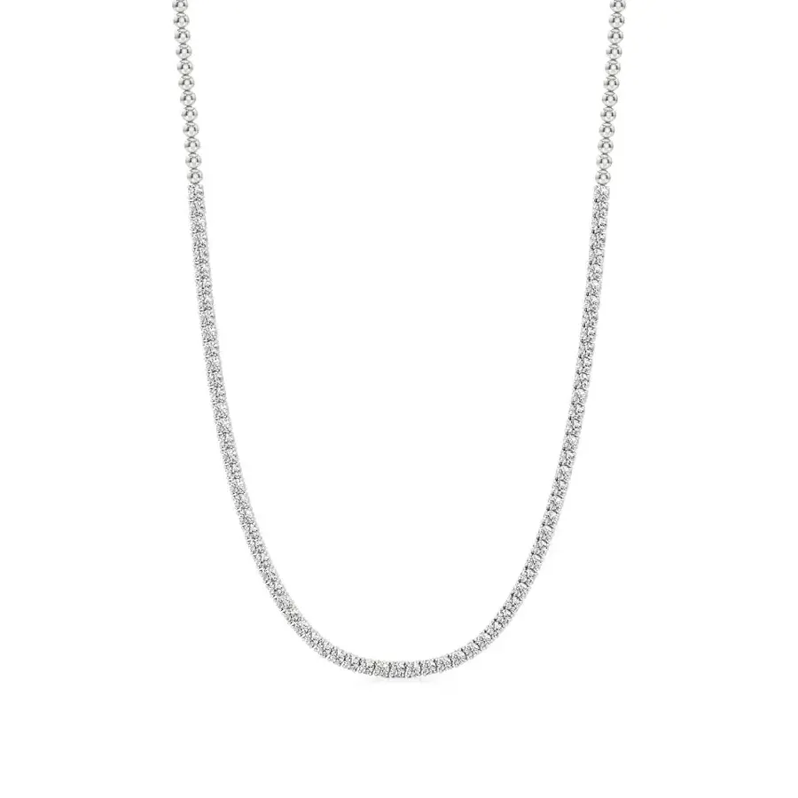 Lattice Round Tennis Necklace, 3.5 ct