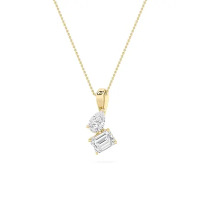 Sundog Pear & Emerald Pendant, 0.6 ct