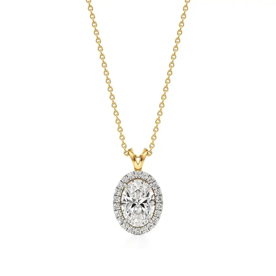 Rime Oval Solitaire Pendant