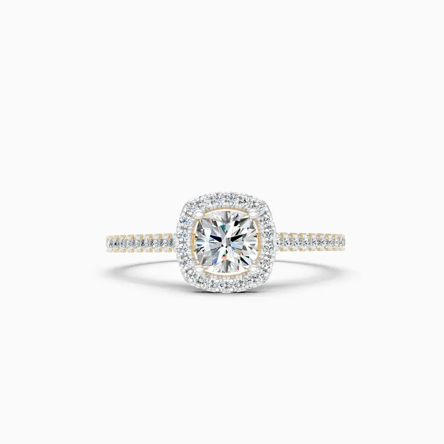 Rime Cushion Cluster Halo Ring