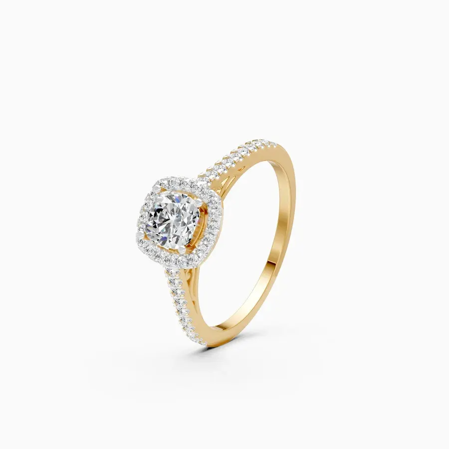 Rime Cushion Cluster Halo Ring