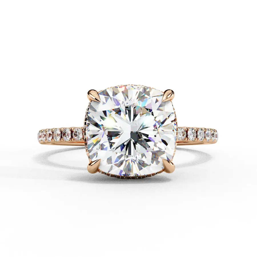 Rime Cushion Hidden Halo Halo Ring
