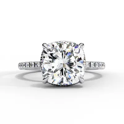 Rime Cushion Hidden Halo Halo Ring