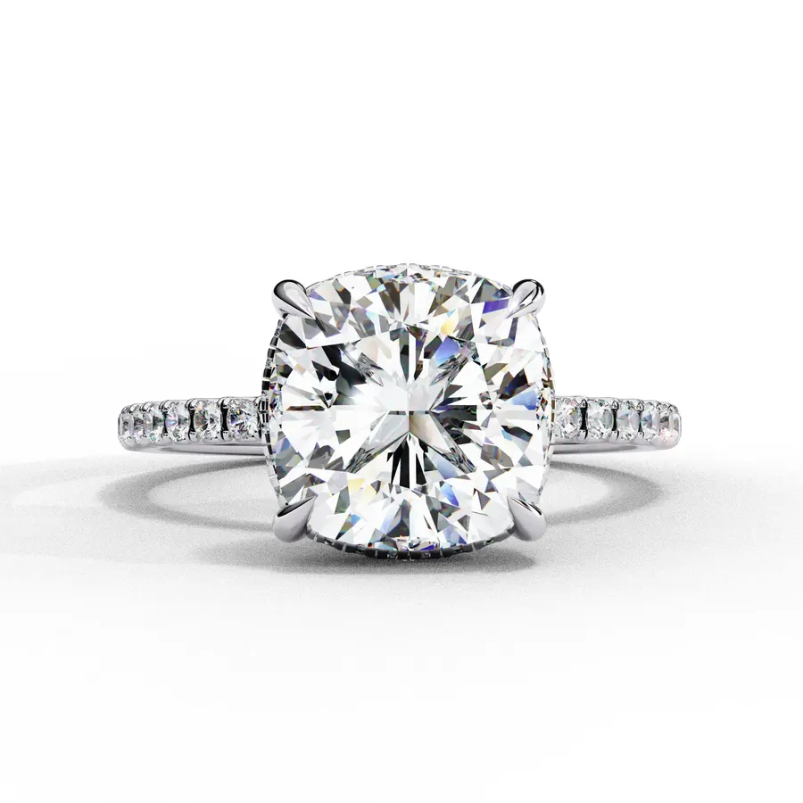 Rime Cushion Hidden Halo Halo Ring