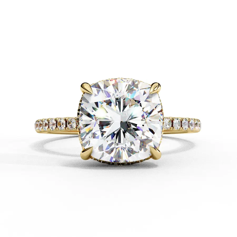 Rime Cushion Hidden Halo Halo Ring