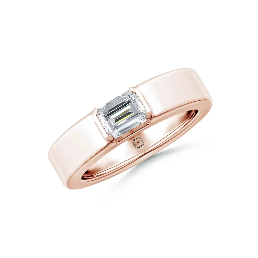 Basalt Emerald Solitaire Ring