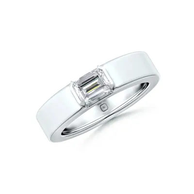 Basalt Emerald Solitaire Ring