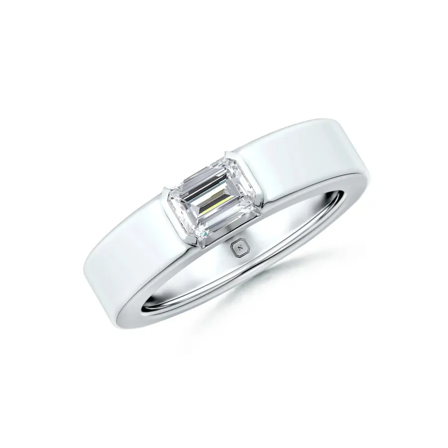 Basalt Emerald Solitaire Ring