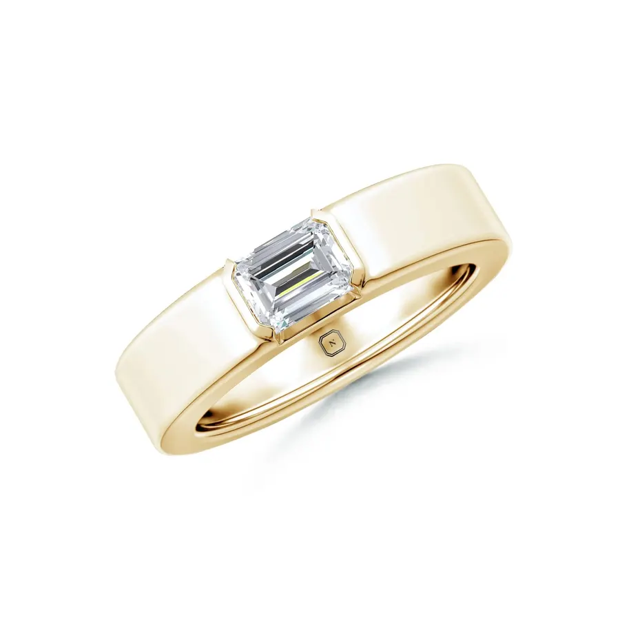 Basalt Emerald Solitaire Ring