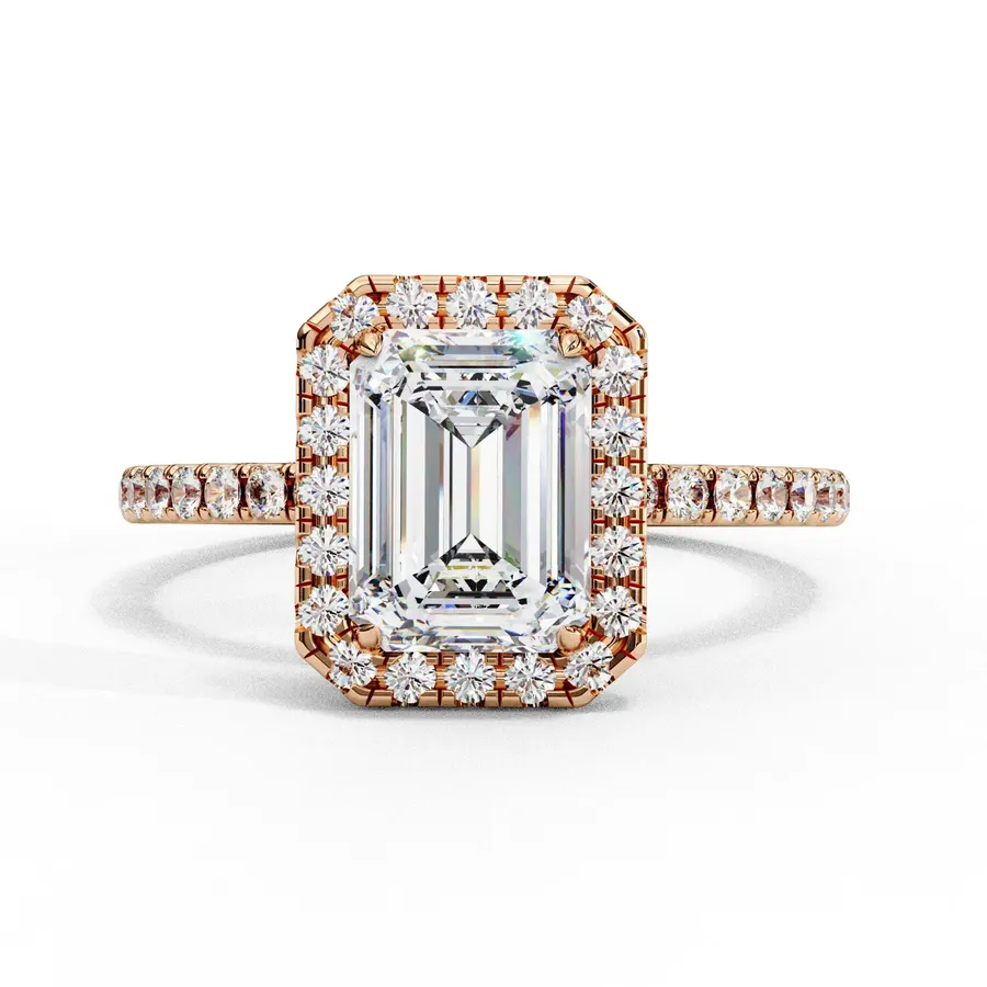 Rime Emerald Halo Solitaire Ring, 1.16 ct