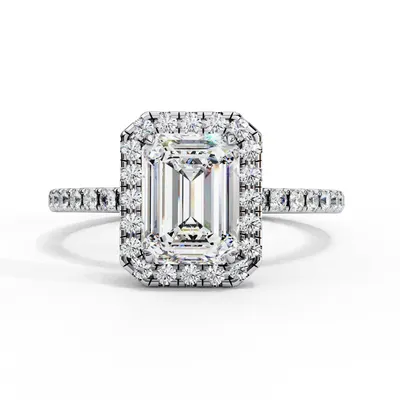 Rime Emerald Halo Solitaire Ring, 1.16 ct