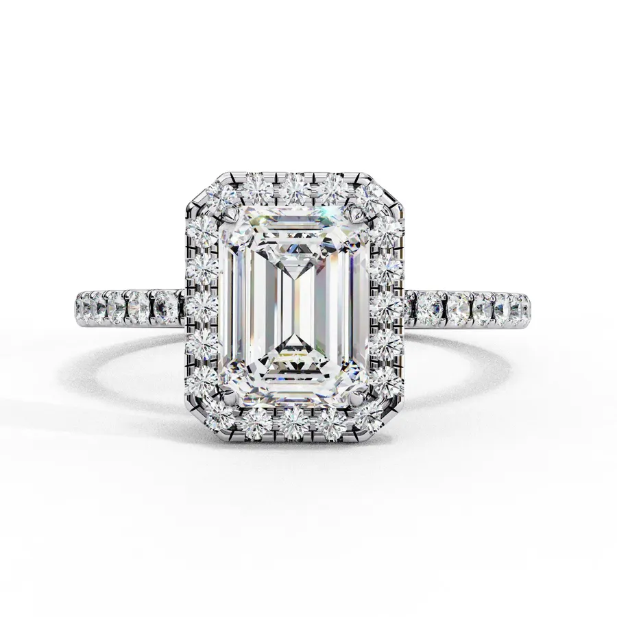 Rime Emerald Halo Solitaire Ring, 1.16 ct